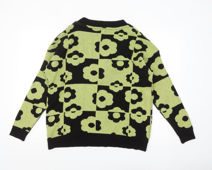 ASOS DESIGN Women’s Green Floral V-Neck Pullover Jumper Size 8