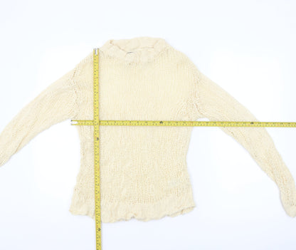 ASOS Women’s Beige Open-Knit Roll Neck Jumper Size 8