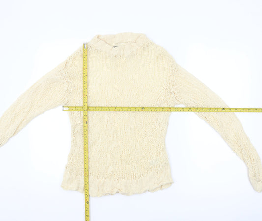 ASOS Women’s Beige Open-Knit Roll Neck Jumper Size 8