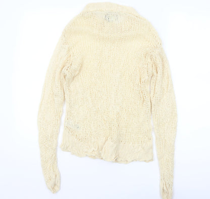 ASOS Women’s Beige Open-Knit Roll Neck Jumper Size 8