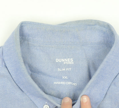 Dunnes Stores Men’s Blue Slim Fit Oxford Long Sleeve Shirt 2XL