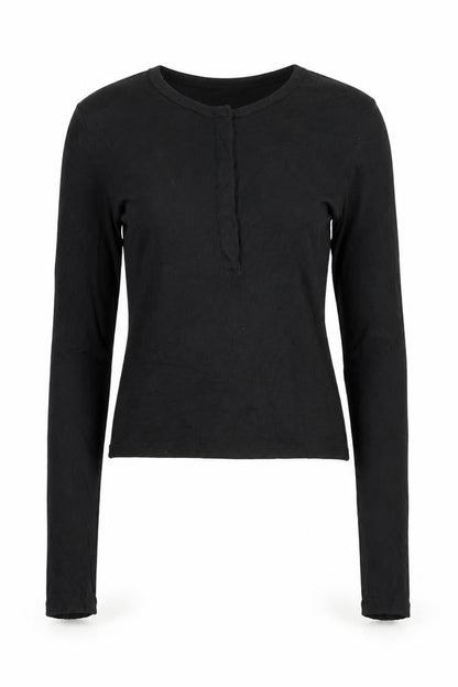 Bershka Women's Black Long Sleeve Slim Fit Basic T-Shirt Size 8