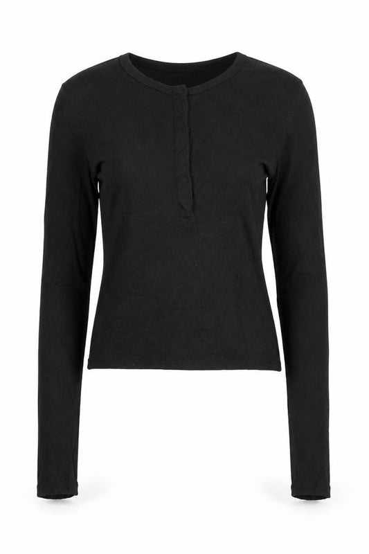 Bershka Women's Black Long Sleeve Slim Fit Basic T-Shirt Size 8