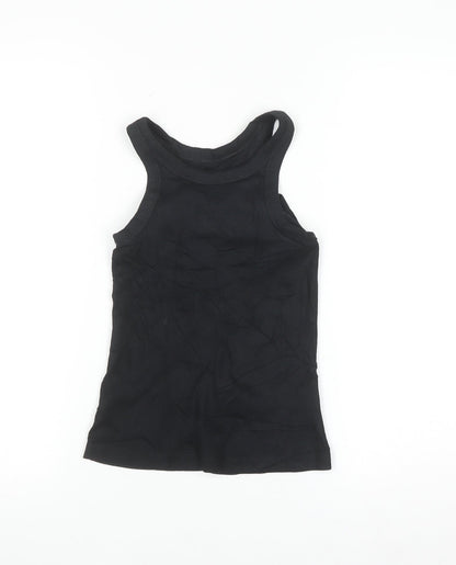 Marks and Spencer Womens Black Cotton Stretch Tank Top Size 4