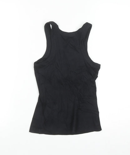 Marks and Spencer Womens Black Cotton Stretch Tank Top Size 4