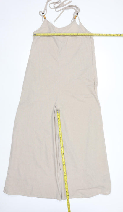 Dunnes Stores Women’s Beige Wide-Leg Jumpsuit Size 8 Sleeveless