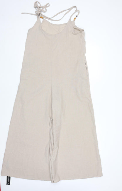 Dunnes Stores Women’s Beige Wide-Leg Jumpsuit Size 8 Sleeveless