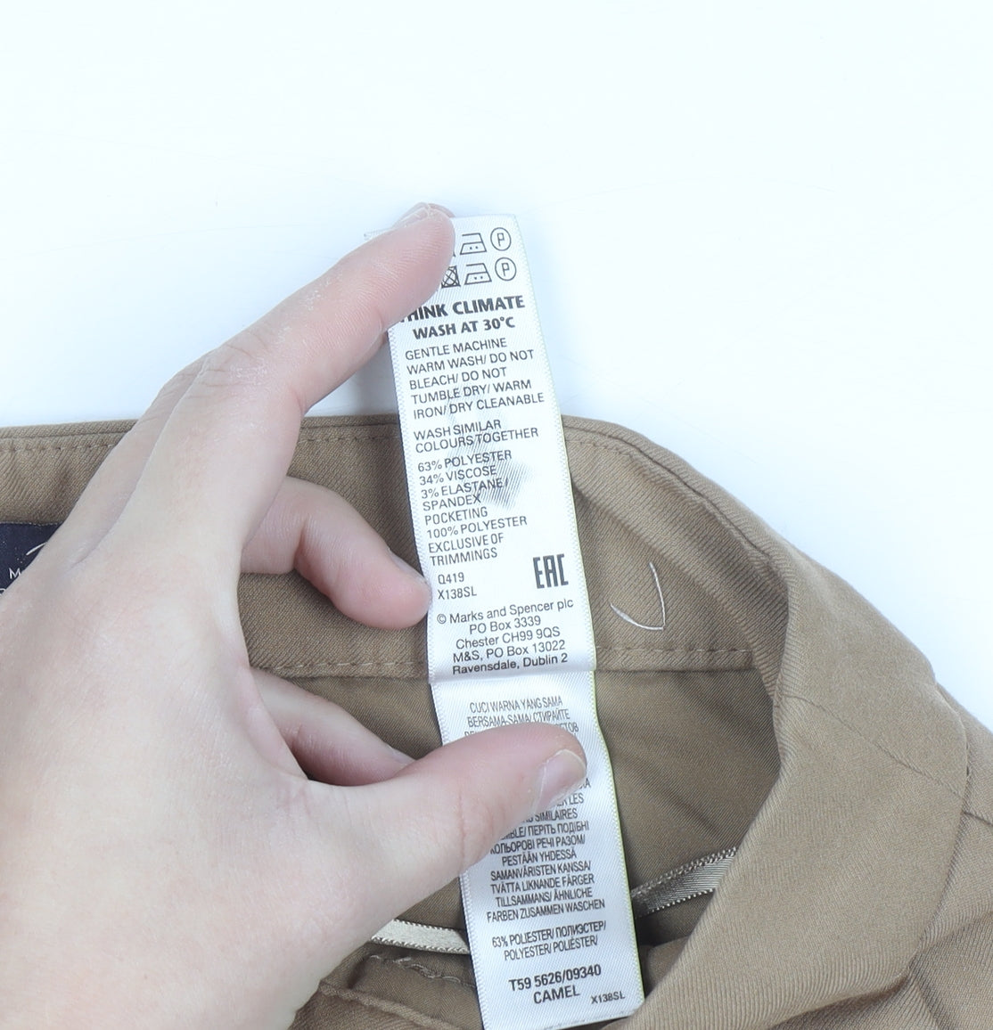 Marks and Spencer Women Beige Chino Trousers Size 8 Regular