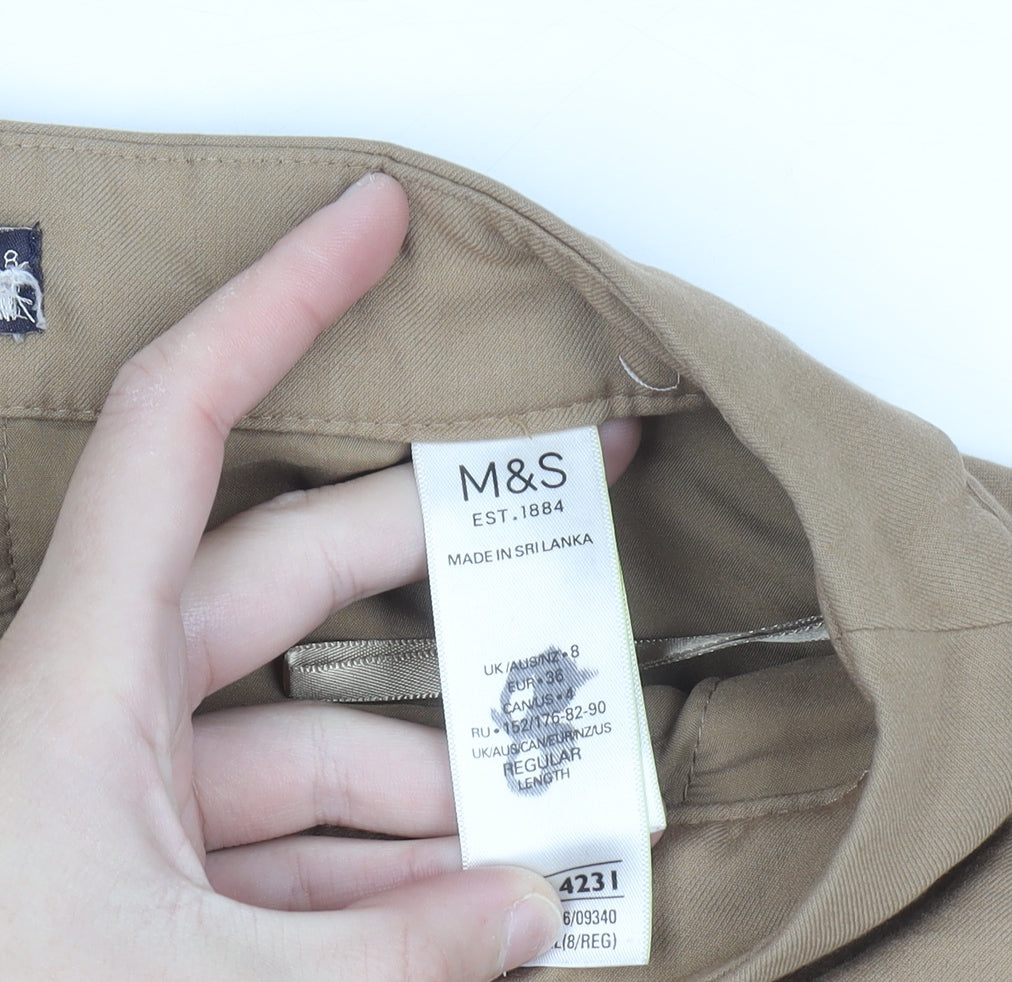 Marks and Spencer Women Beige Chino Trousers Size 8 Regular