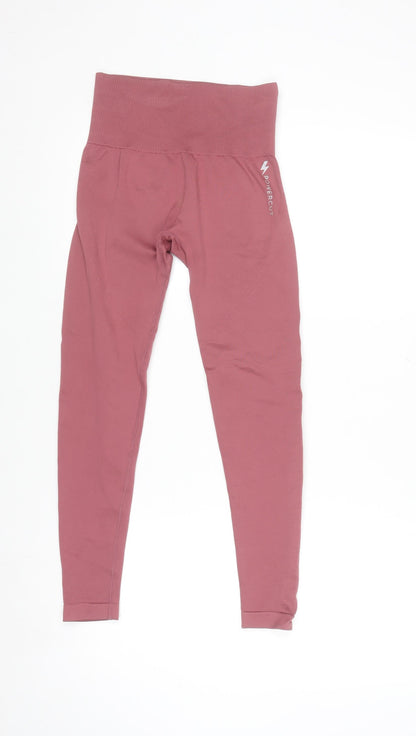 Powercut Womens Pink Seamless High Waist Gym Leggings Size S