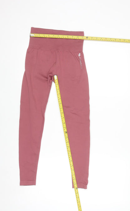 Powercut Womens Pink Seamless High Waist Gym Leggings Size S
