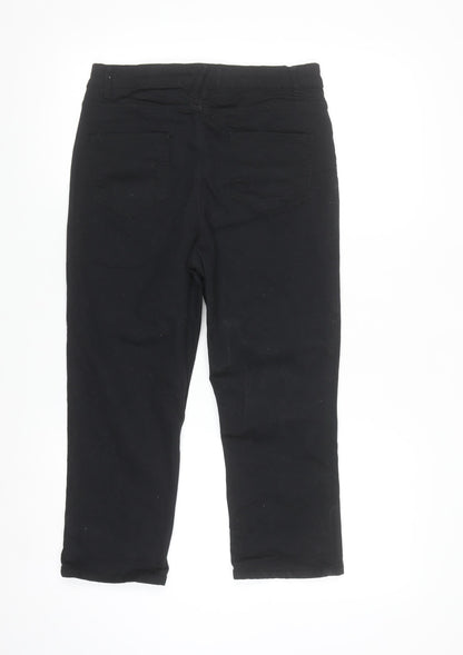Dunnes Women's Black Size 10 Slim Fit Cropped Stretch Trousers