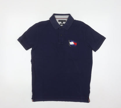Tommy Hilfiger Men's Blue Regular Fit Cotton Polo Shirt M