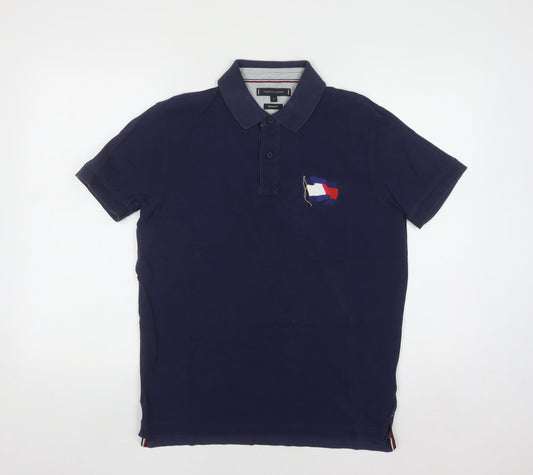Tommy Hilfiger Men's Blue Regular Fit Cotton Polo Shirt M