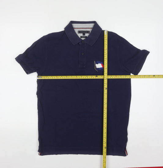 Tommy Hilfiger Men's Blue Regular Fit Cotton Polo Shirt M