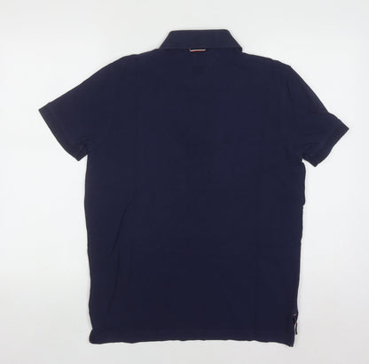 Tommy Hilfiger Men's Blue Regular Fit Cotton Polo Shirt M