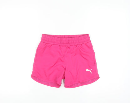 Puma Girls Pink Athletic Shorts 11-12 Years Elastic Waist Quick Dry