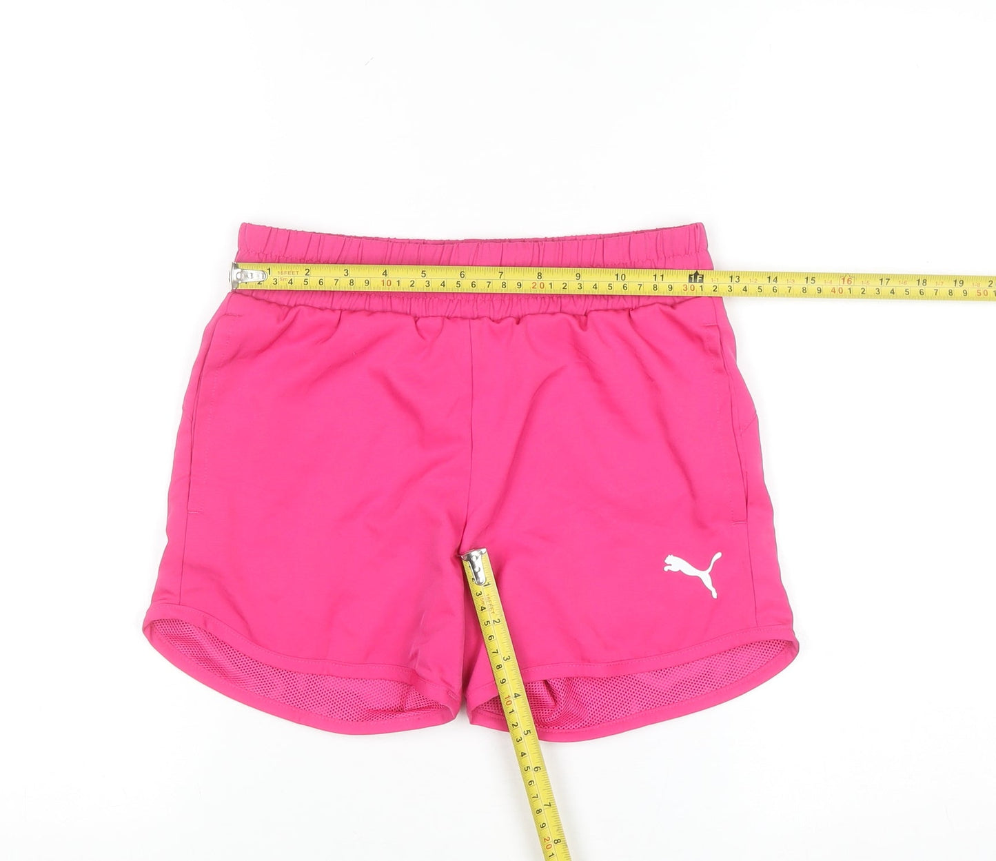 Puma Girls Pink Athletic Shorts 11-12 Years Elastic Waist Quick Dry