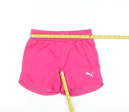 Puma Girls Pink Athletic Shorts 11-12 Years Elastic Waist Quick Dry