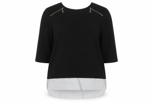 Atmosphere Women’s Black Tunic Blouse 3/4 Sleeve Zip Detail Size 18