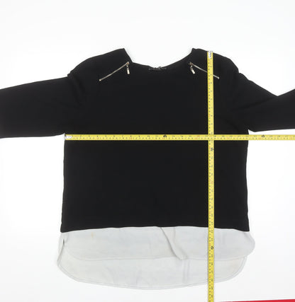 Atmosphere Women’s Black Tunic Blouse 3/4 Sleeve Zip Detail Size 18