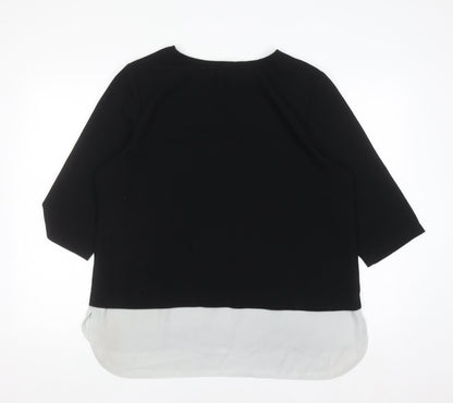 Atmosphere Women’s Black Tunic Blouse 3/4 Sleeve Zip Detail Size 18