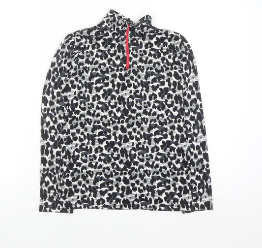 Crivit Girls Grey Animal Print 1/4 Zip Active Sweatshirt 10 Years