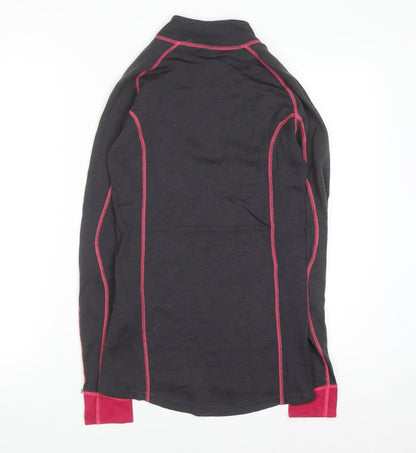 Helly Hansen Womens Black Pink Long Sleeve Pullover Sweatshirt Size L Merino Wool Blend