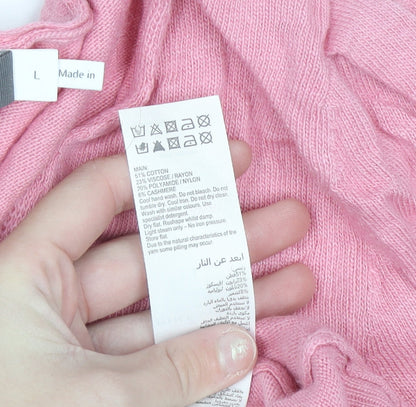 Mint Velvet Women Pink V-Neck Long Sleeve Cotton Cashmere Jumper L