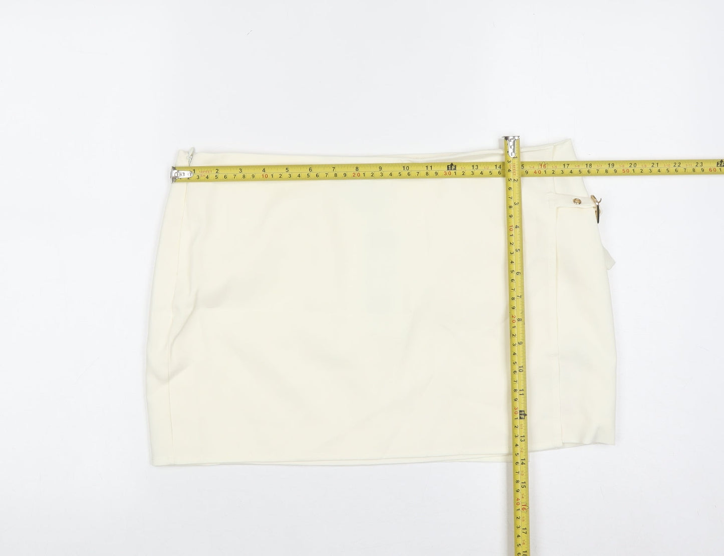 PrettyLittleThing Women’s Ivory Size 12 Wrap Mini Skirt