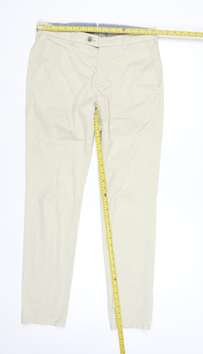 MMX Mens Beige Chino Trousers Size 32x34 Regular Fit Cotton