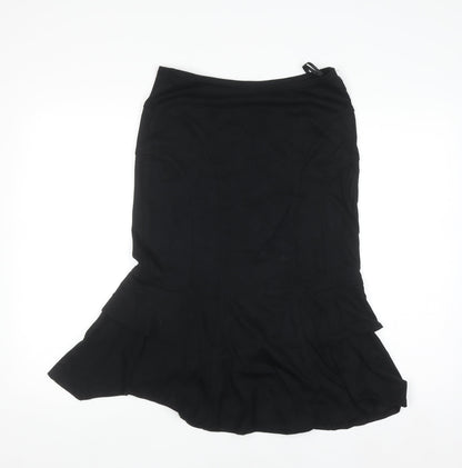 Marks and Spencer Per Una Womens Black Size 8 Flared Midi Skirt