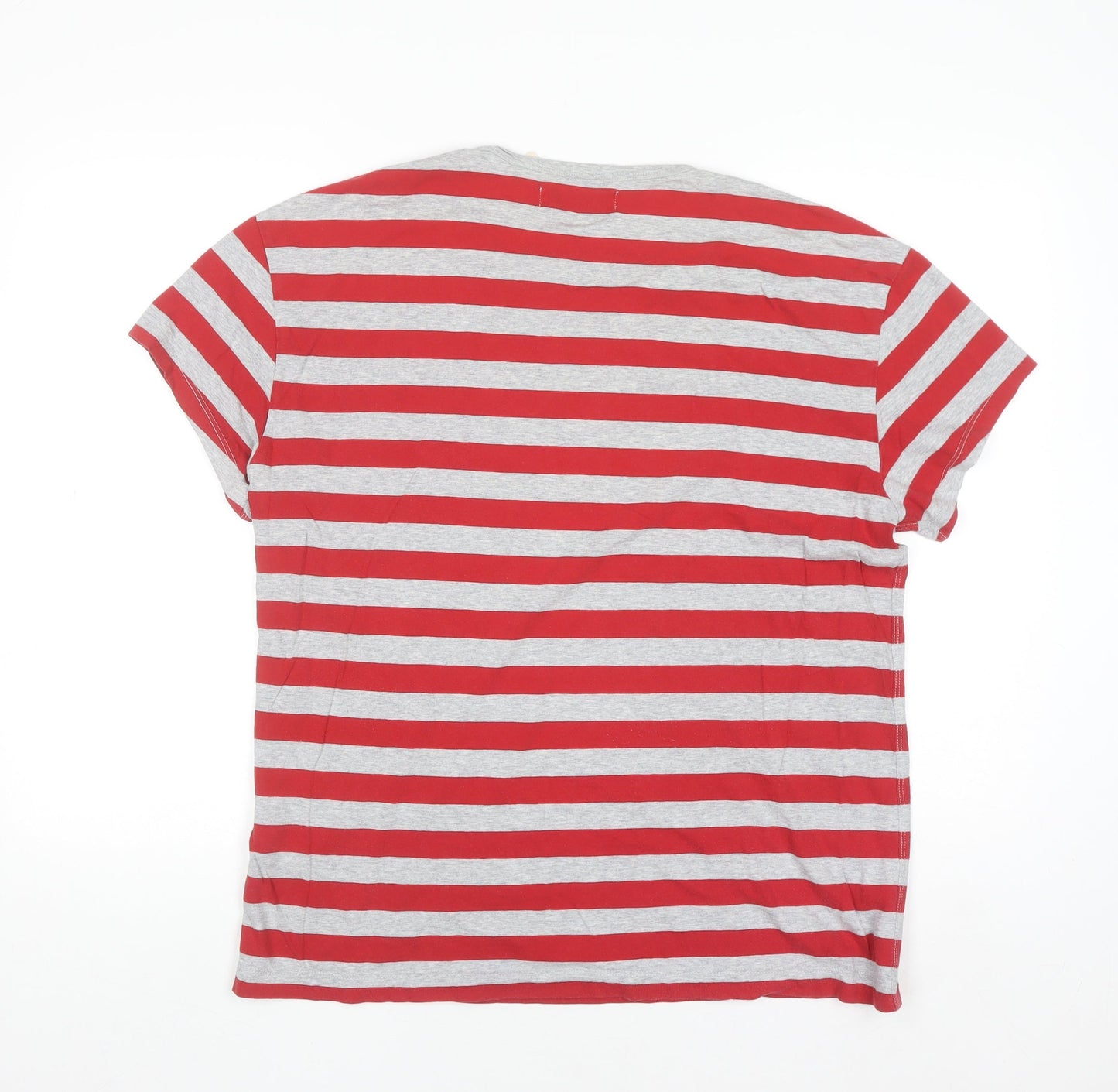 Levi's Men's Red Grey Striped Cotton Short Sleeve T-Shirt L