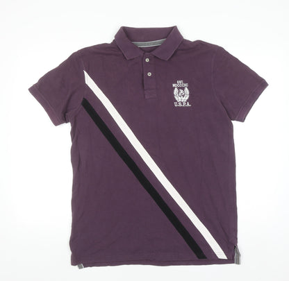 U.S. Polo Assn. Men's Purple 2XL Cotton Colourblock Polo Shirt