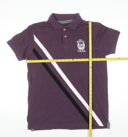 U.S. Polo Assn. Men's Purple 2XL Cotton Colourblock Polo Shirt
