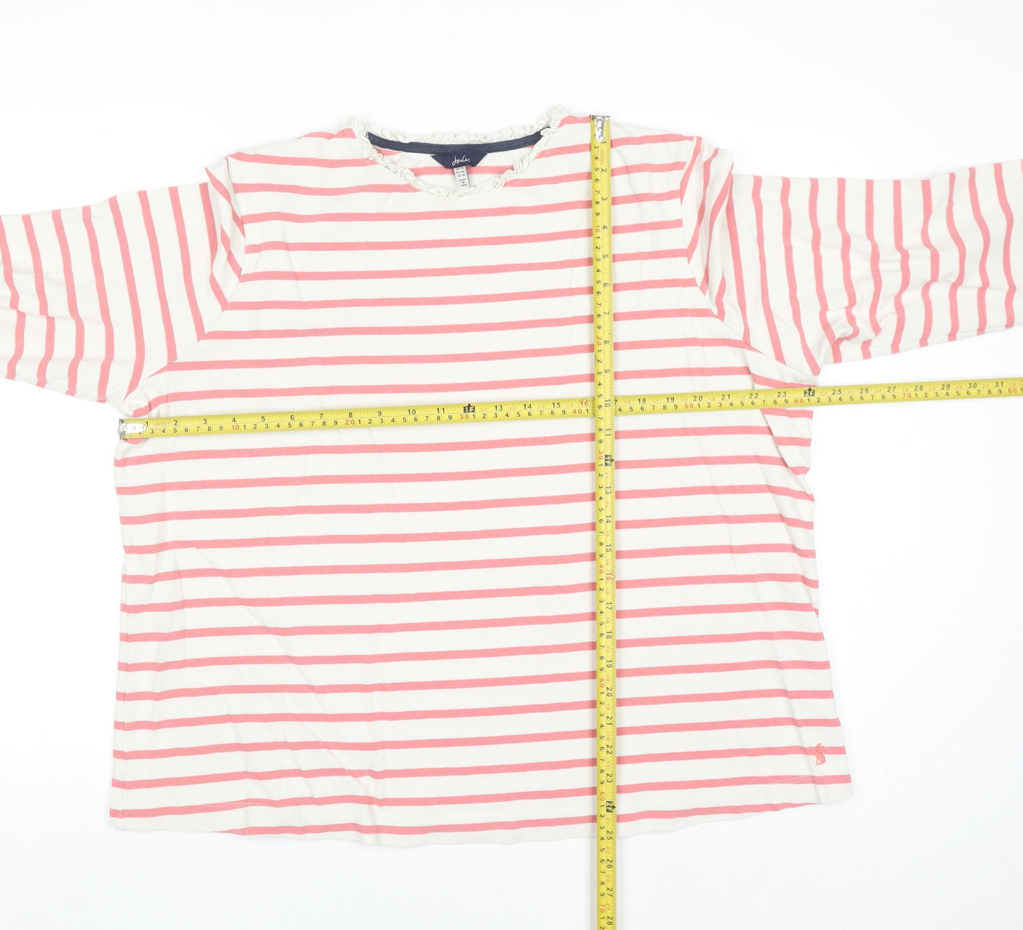 Joules Women Pink Striped Cotton Long Sleeve Pullover Jumper Size 20