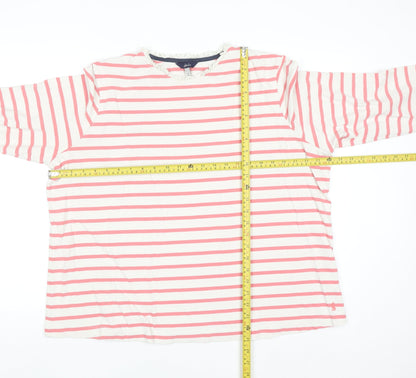 Joules Women Pink Striped Cotton Long Sleeve Pullover Jumper Size 20