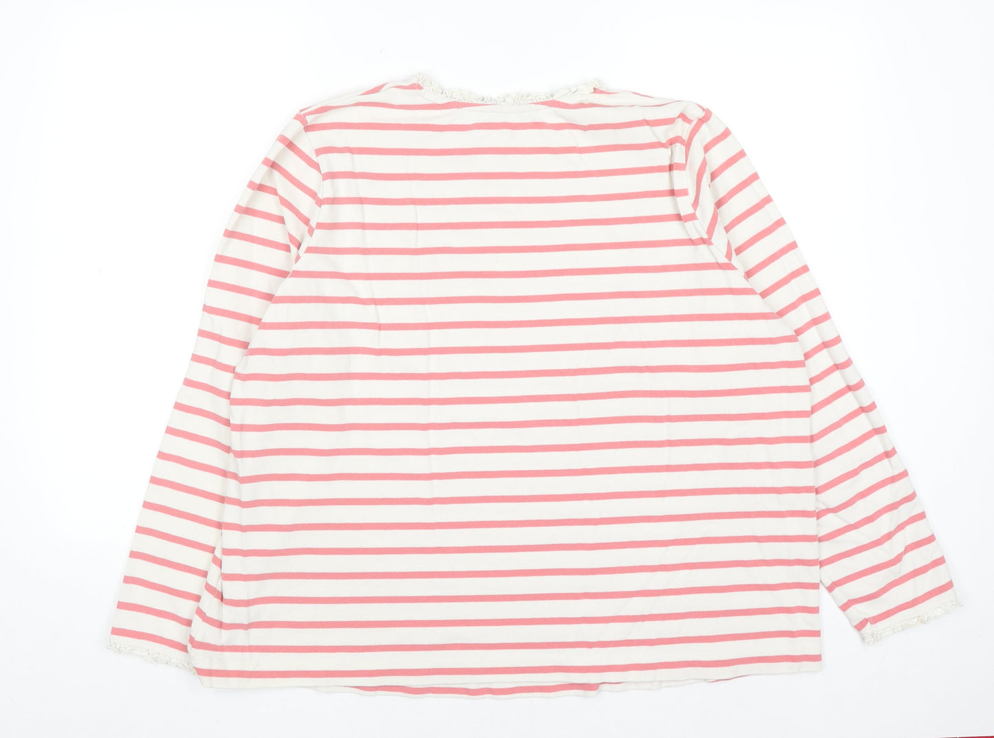 Joules Women Pink Striped Cotton Long Sleeve Pullover Jumper Size 20