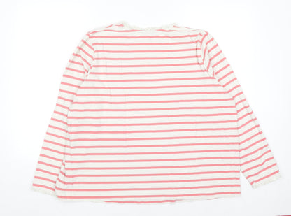 Joules Women Pink Striped Cotton Long Sleeve Pullover Jumper Size 20