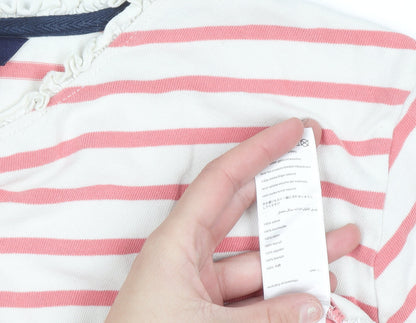 Joules Women Pink Striped Cotton Long Sleeve Pullover Jumper Size 20