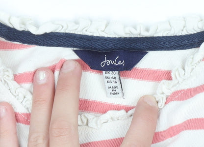 Joules Women Pink Striped Cotton Long Sleeve Pullover Jumper Size 20