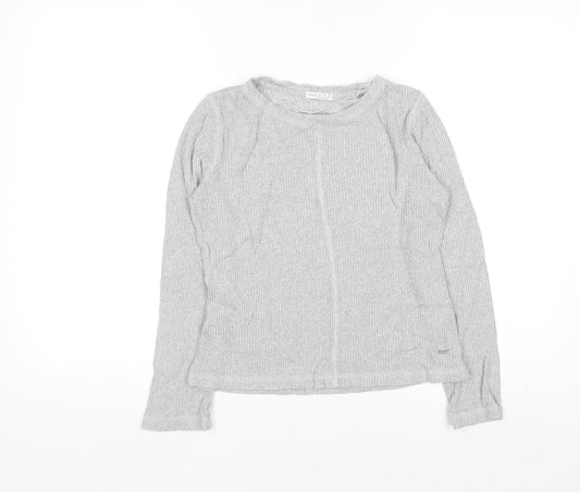 Oysho Women Grey Knit Long Sleeve Crew Neck Pullover Jumper XS