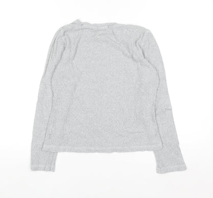 Oysho Women Grey Knit Long Sleeve Crew Neck Pullover Jumper XS