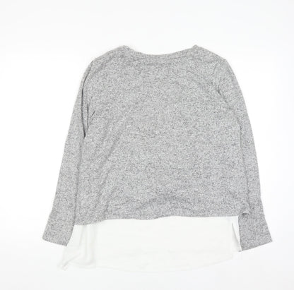 Oasis Women Grey Knit Twist Front Pullover Jumper Size M
