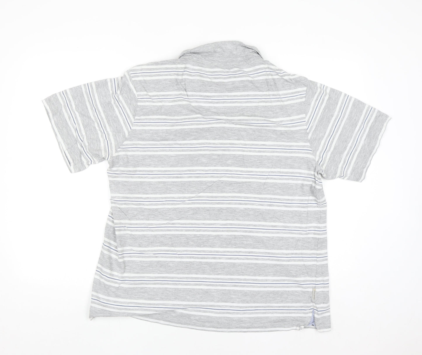 Craghoppers Mens Grey Striped 2XL Polo Shirt SolarShield Cotton