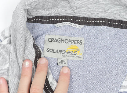Craghoppers Mens Grey Striped 2XL Polo Shirt SolarShield Cotton