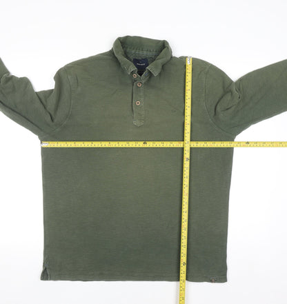 White Stuff Men's Green Cotton Henley Jumper Size L