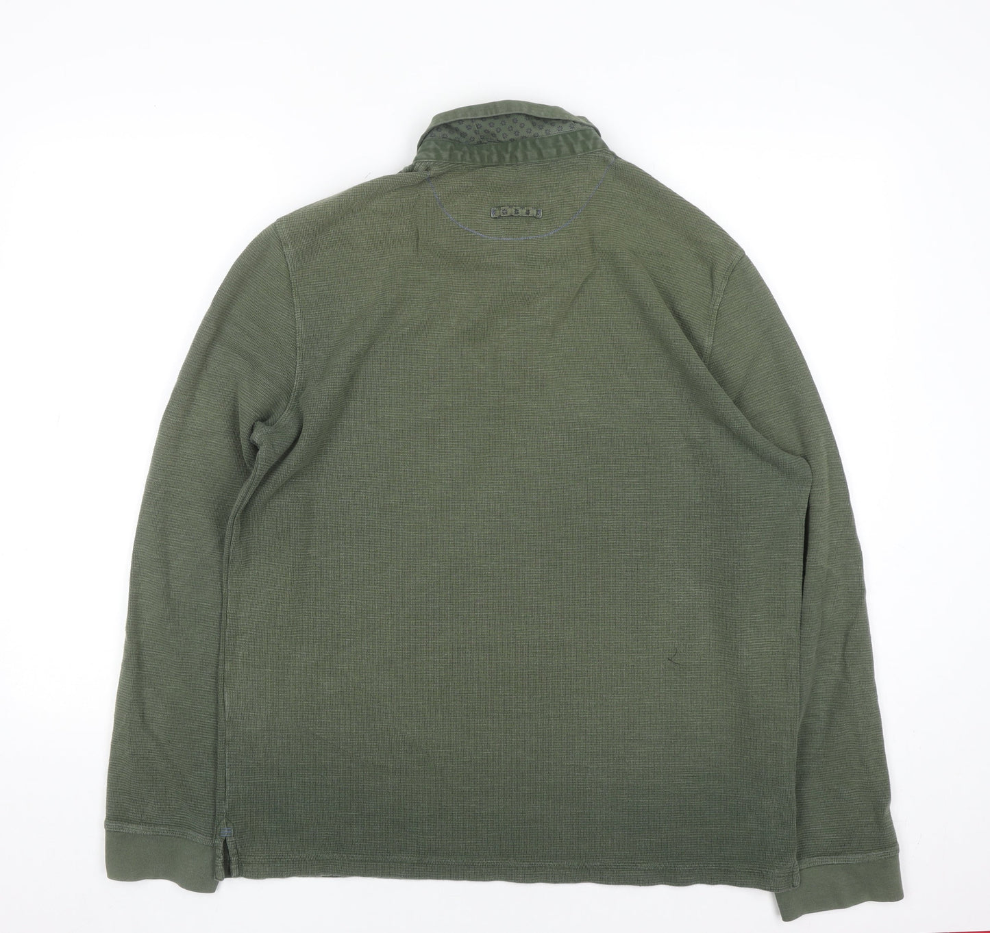 White Stuff Men's Green Cotton Henley Jumper Size L