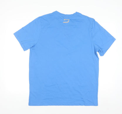 Druids Men's Blue Graphic Crew Neck Short Sleeve Cotton Blend T-Shirt Size L