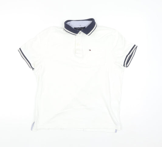 Tommy Hilfiger Men's White Custom Fit Short Sleeve Polo Shirt Size S
